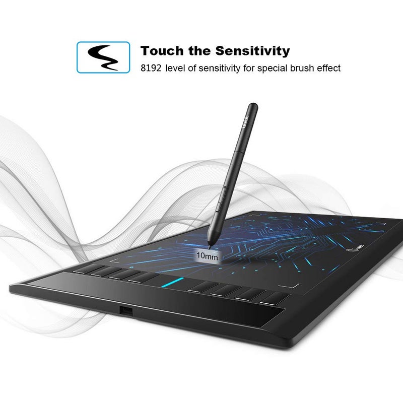UGEE M708 Drawing Tablet,10 x 6 inch 16K Pressure Level Digital Graphics Tablet,Battery-Free Stylus,8 Hot Keys Compatible with Win,iOS,Android,Prefect for Artist,Designer,Beginner Online Teaching - Image 3